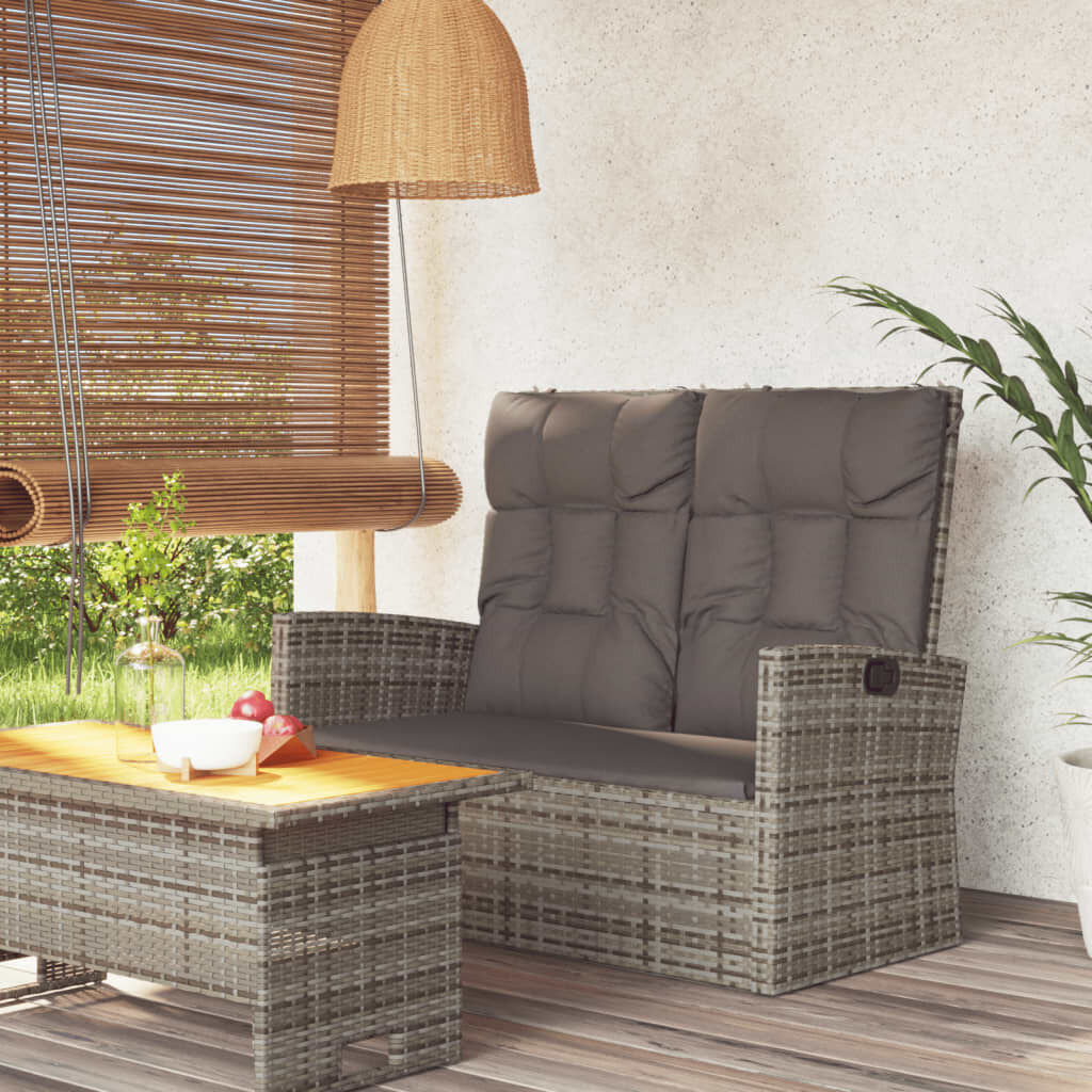 Reclining Garden Bench with Cushions 118 cm Poly rattan Price