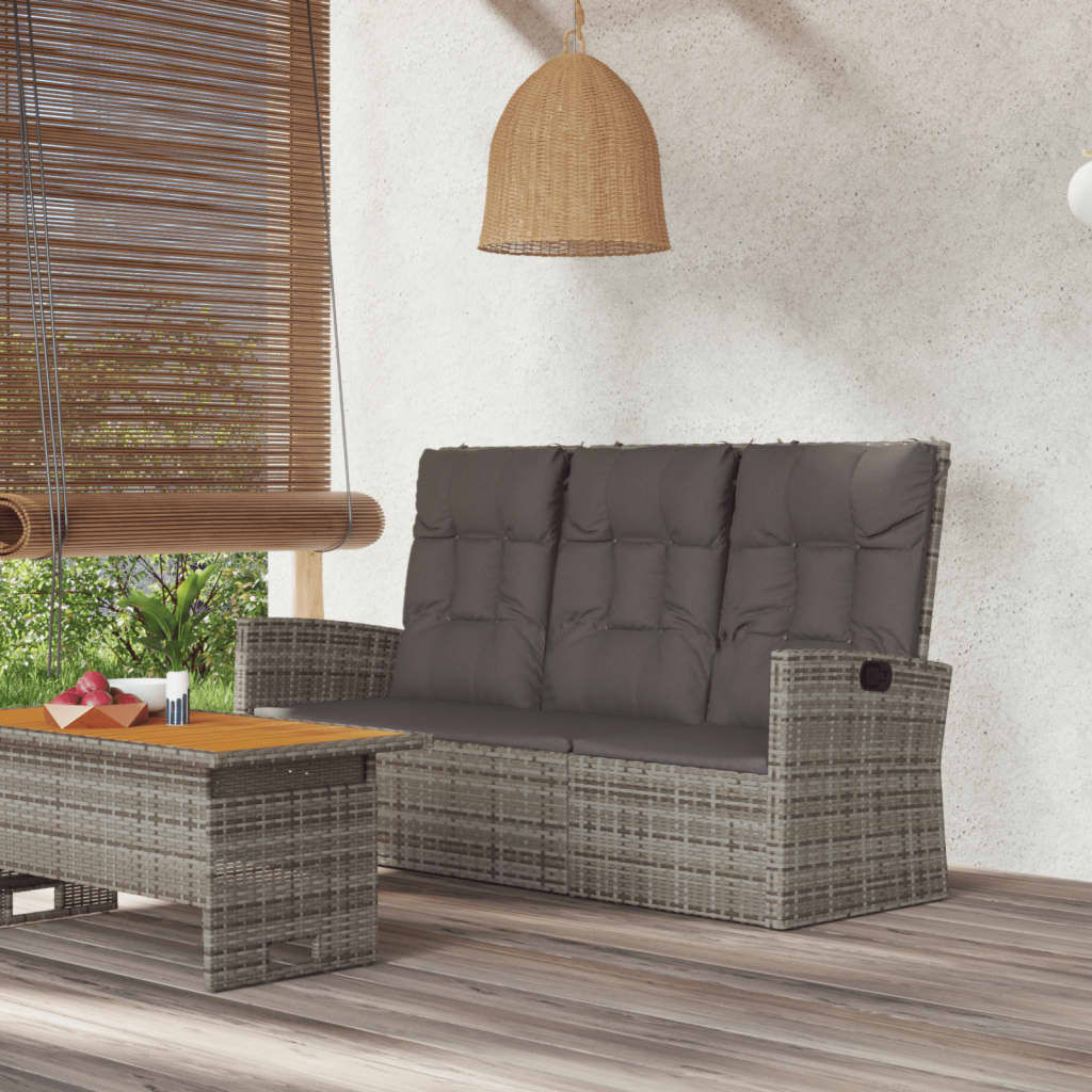 Reclining Garden Bench with Cushions 173 cm Poly rattan Price