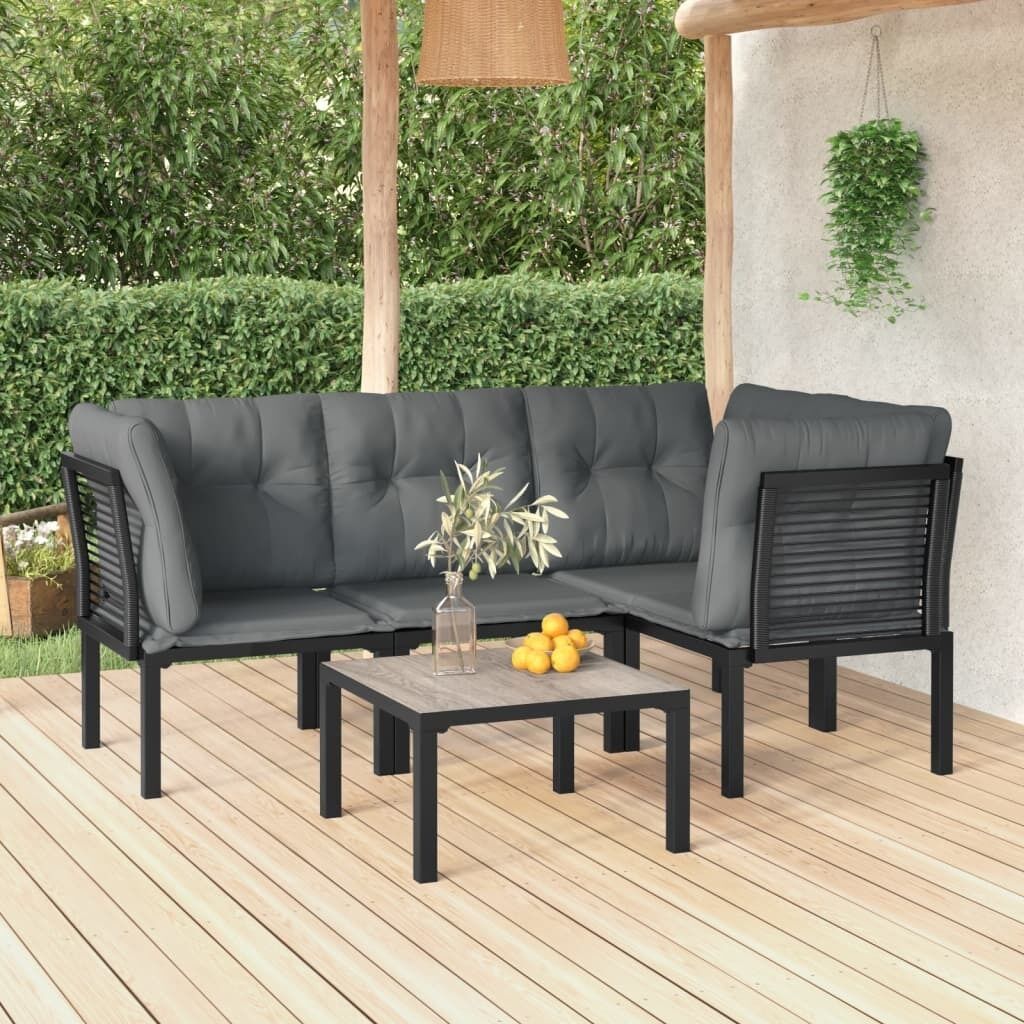 Garden Lounge Set Black and Grey Poly Rattan Price