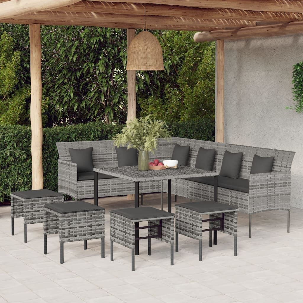 6 Piece Garden Dining Set with Cushions Poly Rattan Price