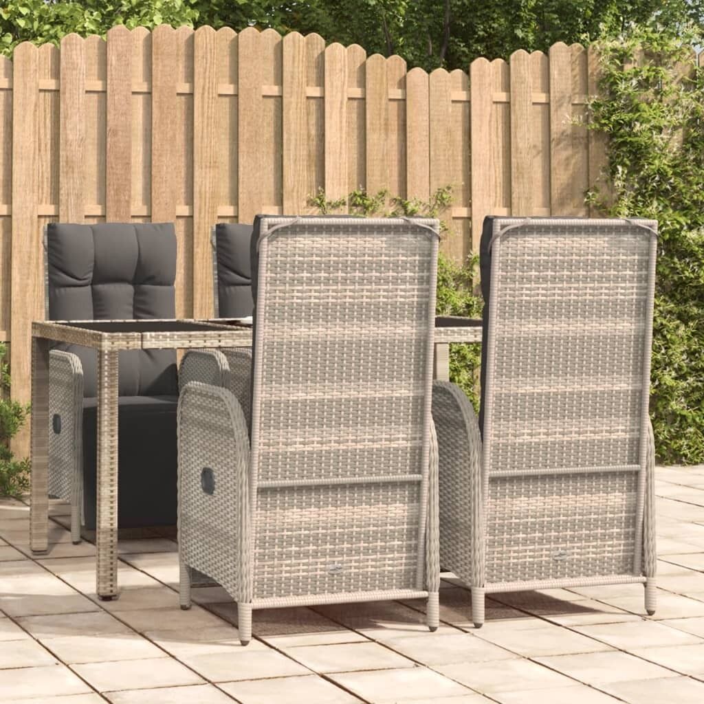 Garden Dining Set with Cushions Grey Poly Rattan Price