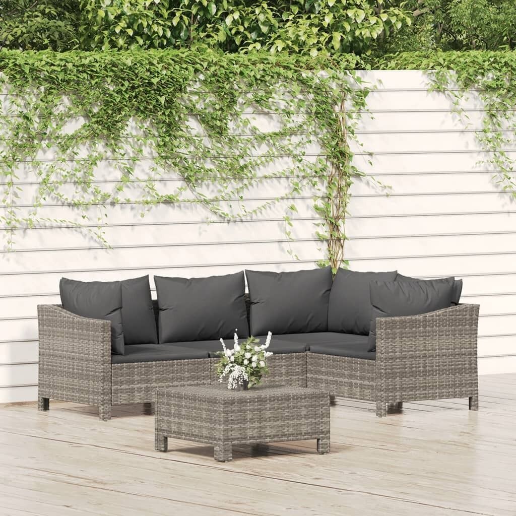 Garden Lounge Set with Cushions Grey Poly Rattan Price
