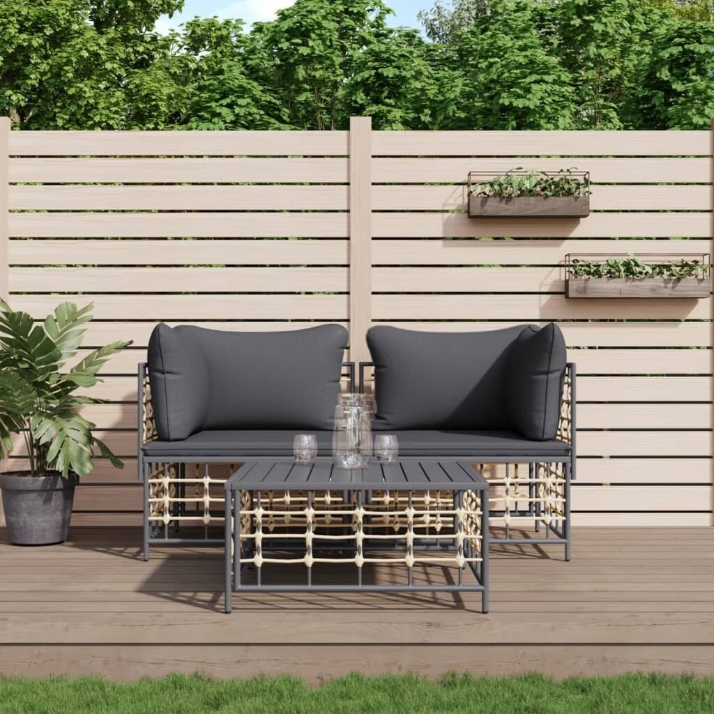 Garden Lounge Set with Cushions Anthracite Poly Rattan Price
