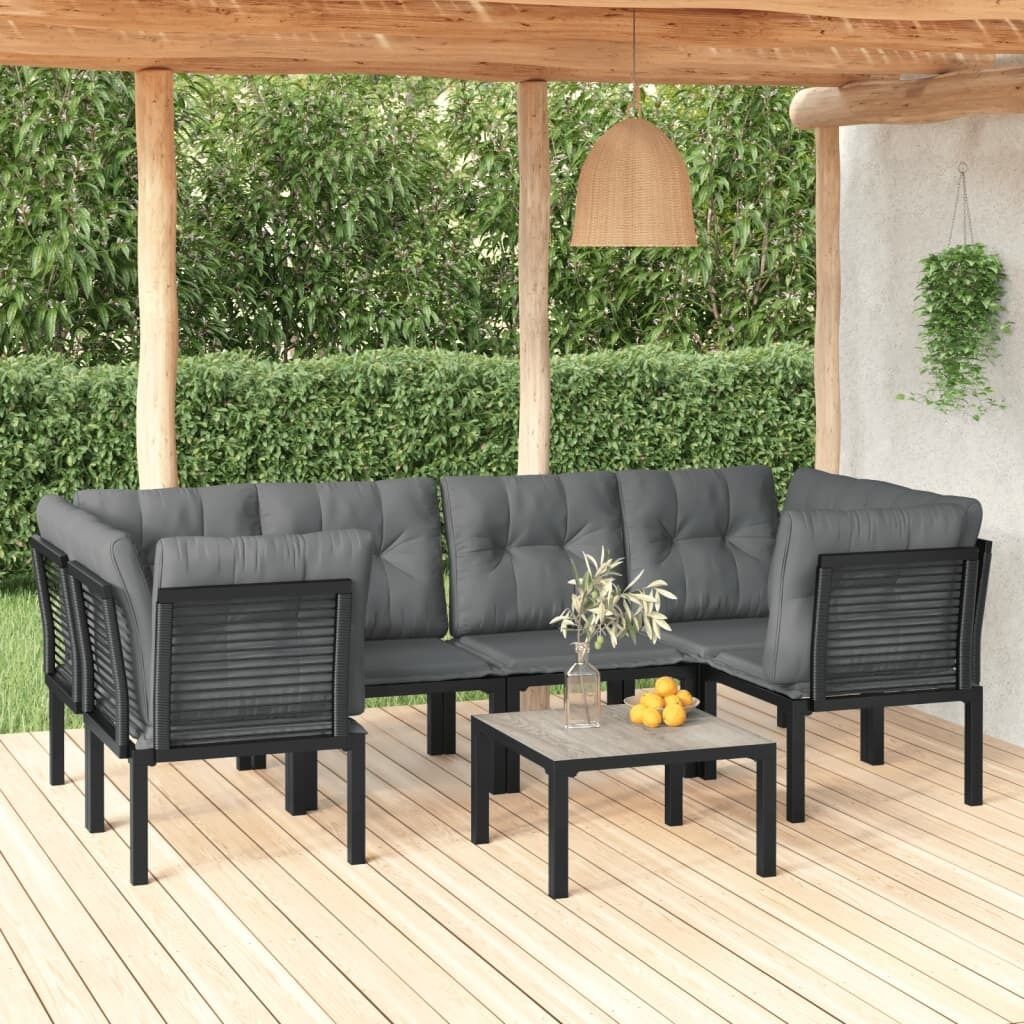 Garden Lounge Set Black and Grey Poly Rattan Price