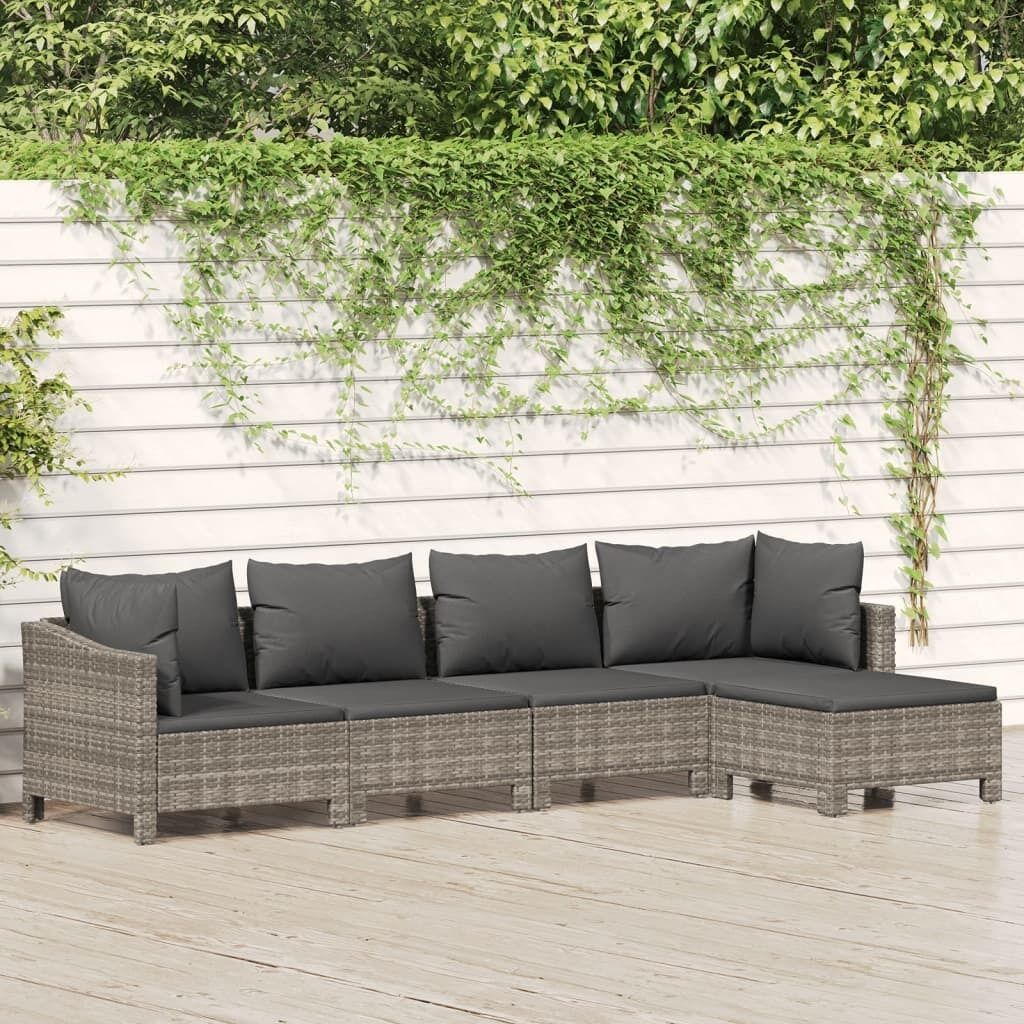 Garden Lounge Set with Cushions Grey Poly Rattan Price