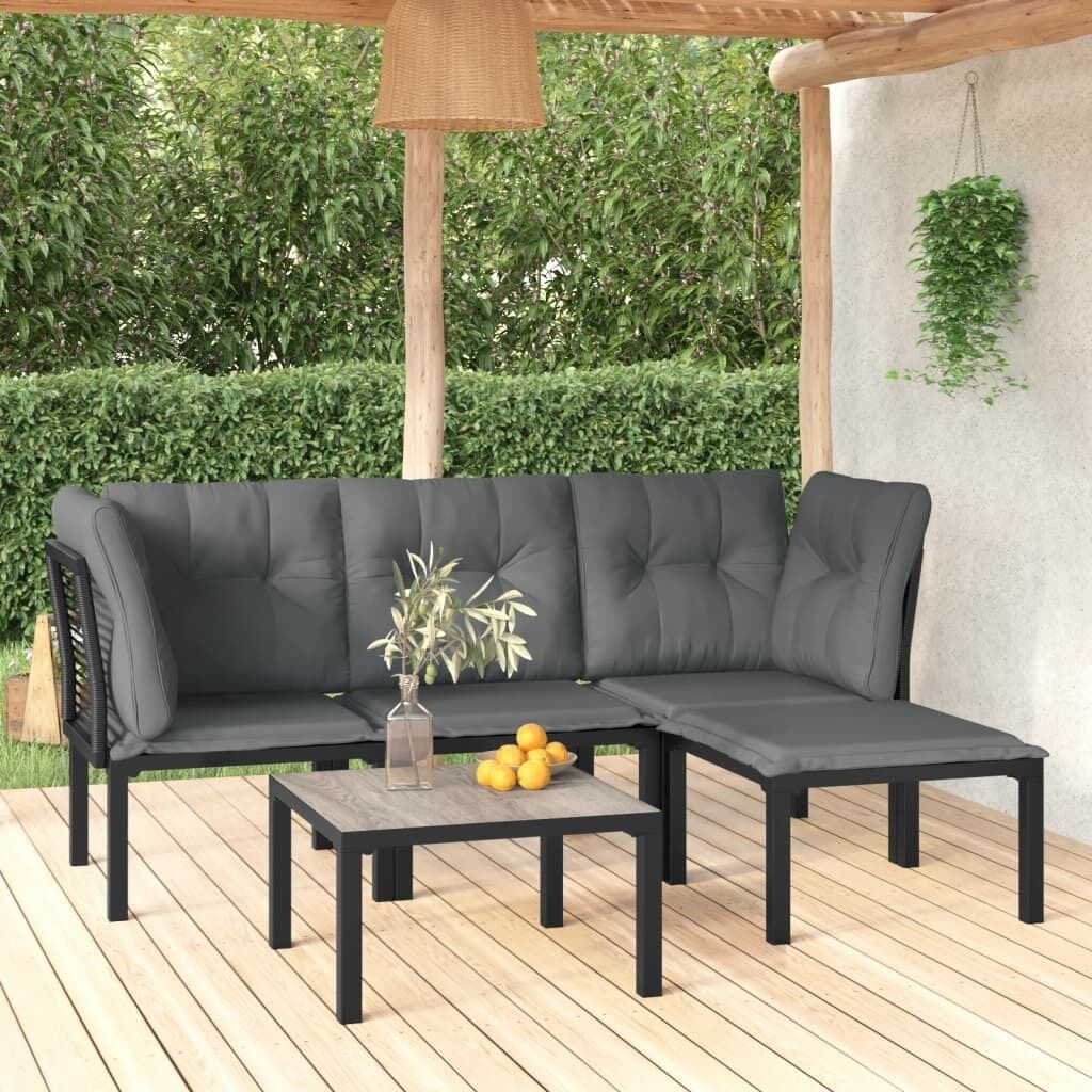 Garden Lounge Set Black and Grey Poly Rattan Price