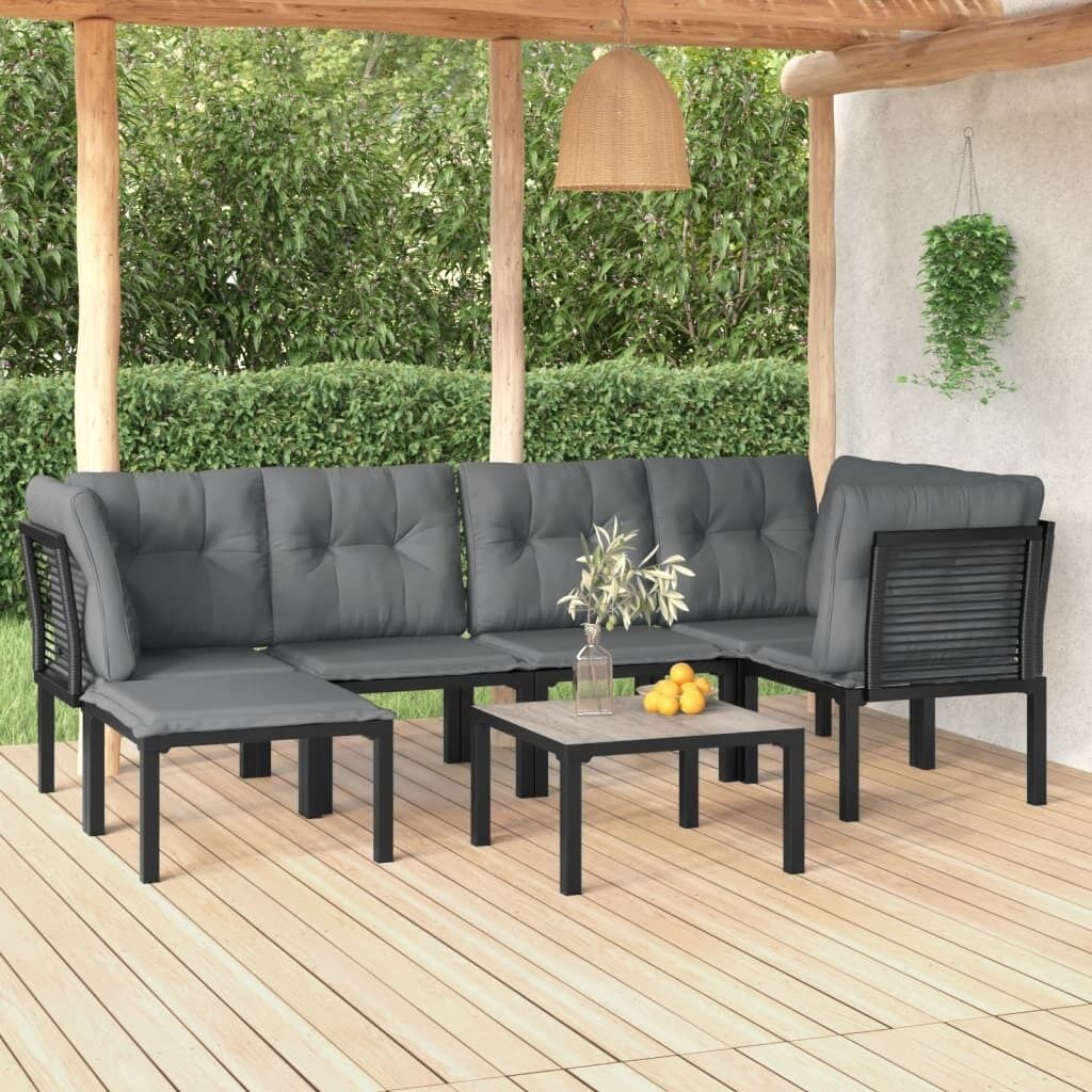 Garden Lounge Set Black and Grey Poly Rattan Price