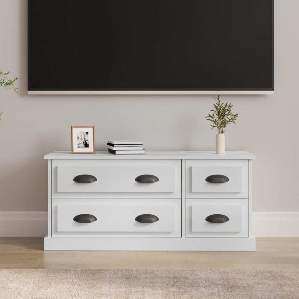 TV Cabinet White 100x35.5x45 cm Engineered Wood Price