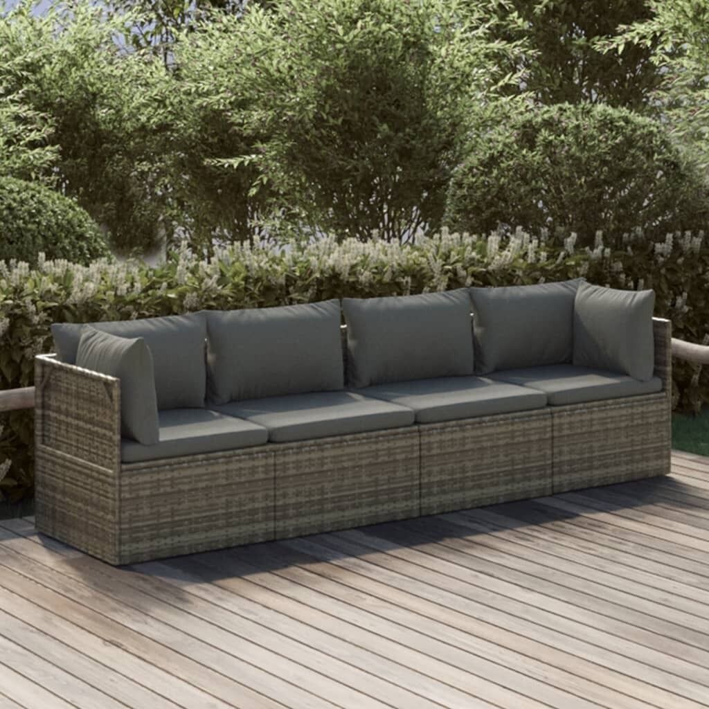 Garden Lounge Set with Cushions Grey Poly Rattan Price