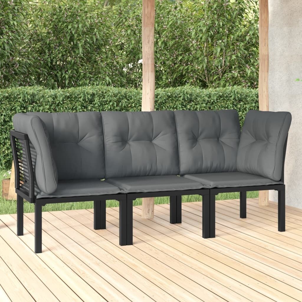 Garden Lounge Set Black and Grey Poly Rattan Price