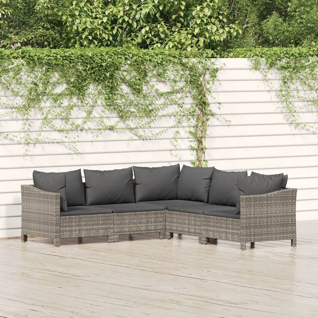 Garden Lounge Set with Cushions Grey Poly Rattan Price