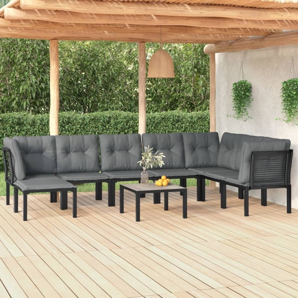 Garden Lounge Set Black and Grey Poly Rattan Price