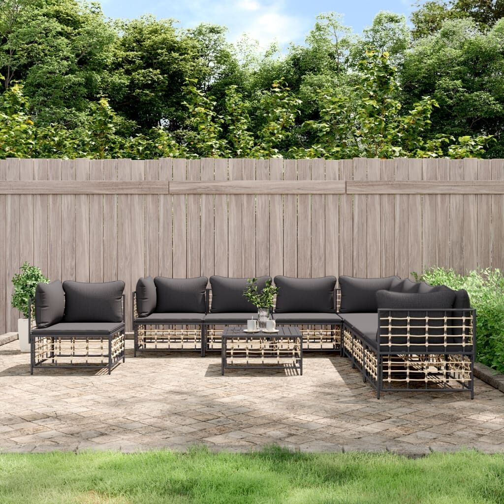 9 Piece Garden Lounge Set With Cushions Anthracite Poly Rattan Price