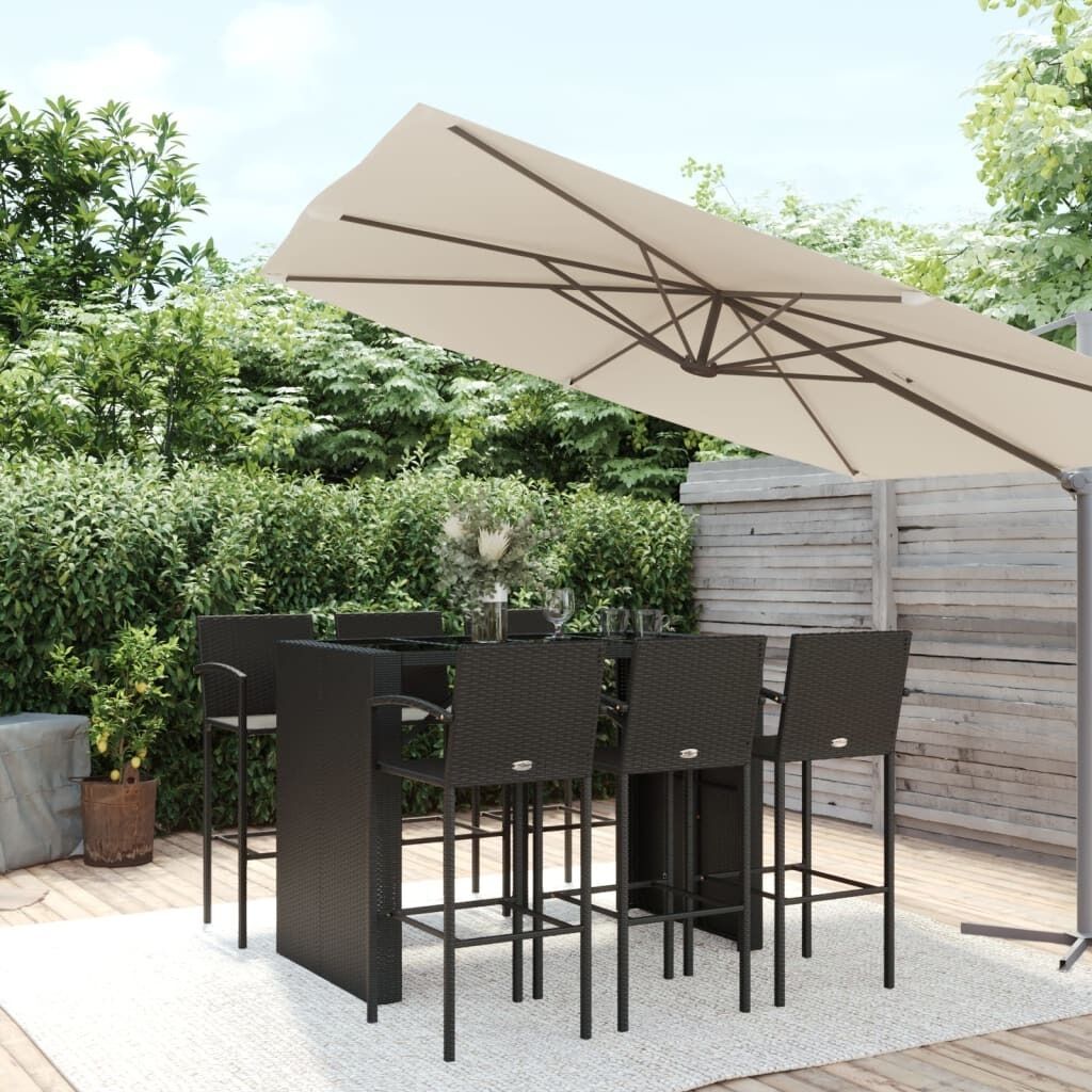 Garden Bar Set Black Poly Rattan Price
