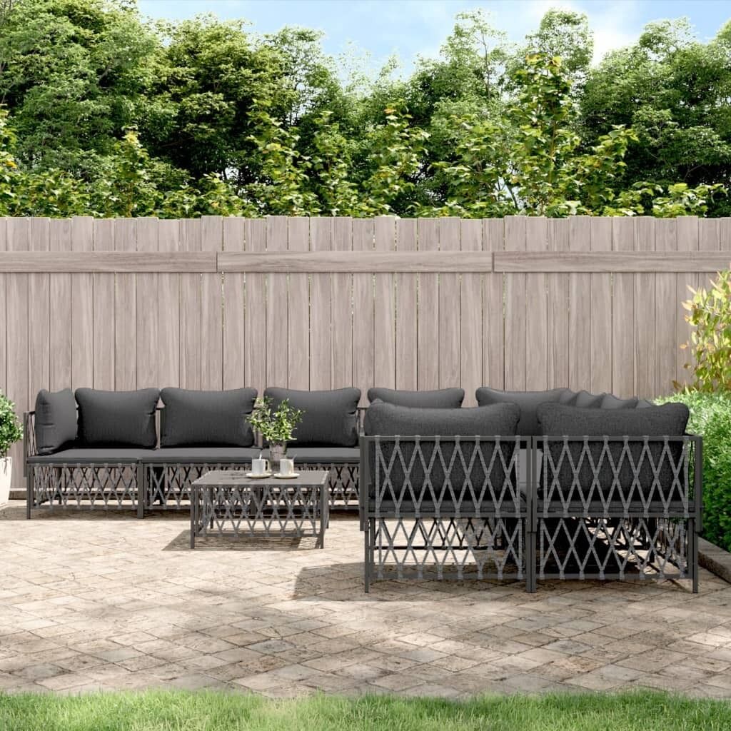 9 Piece Garden Lounge Set with Cushions Steel Price