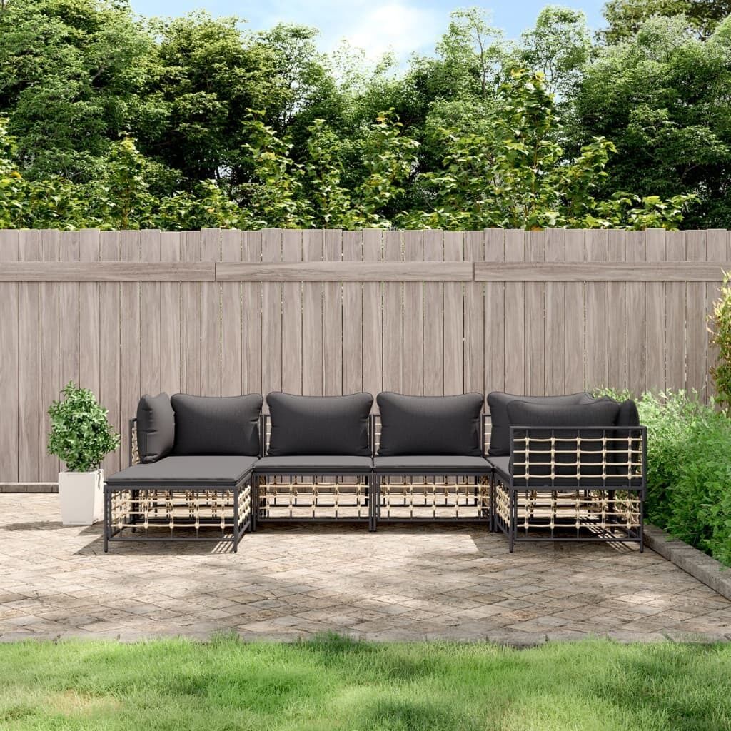 Garden Lounge Set with Cushions Anthracite Poly Rattan Price