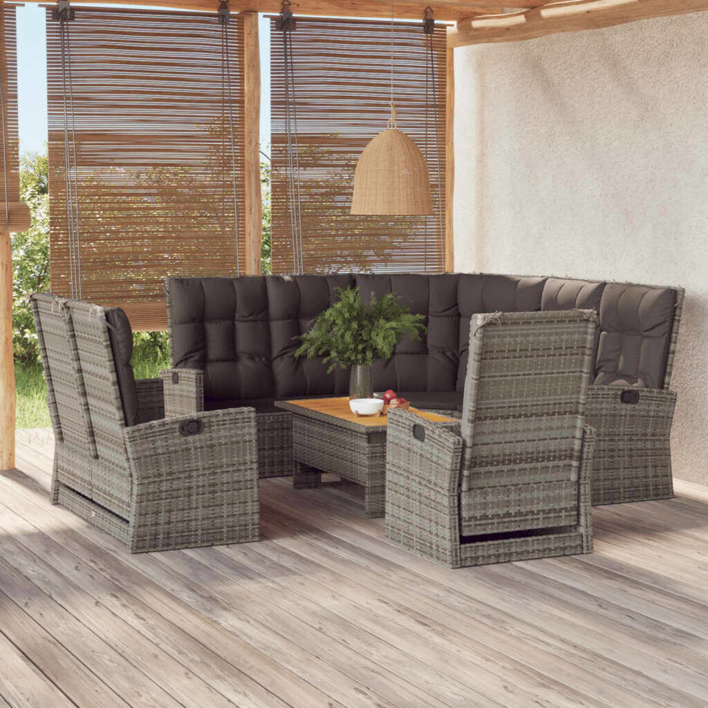 4 Piece Garden Lounge Set with Cushions Poly Rattan Price