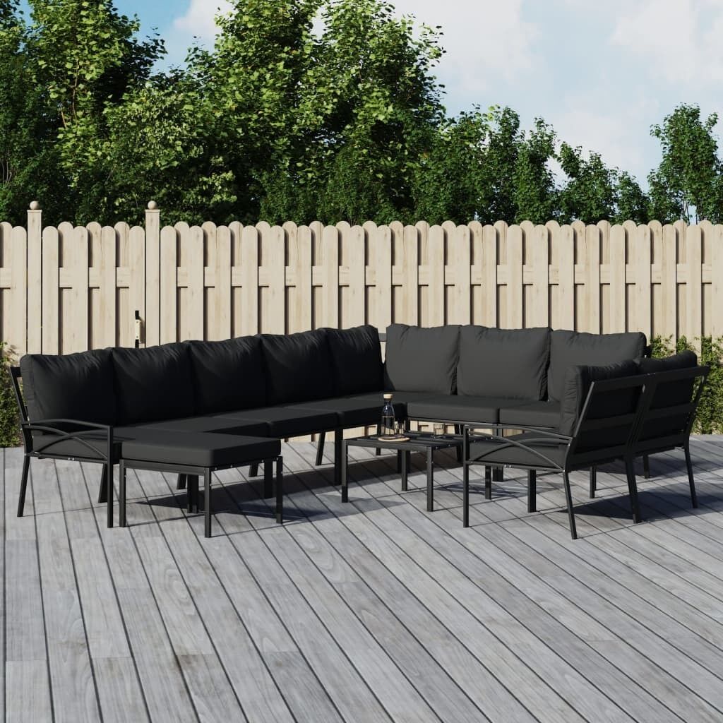 Garden Lounge Set with Grey Cushions Steel Price