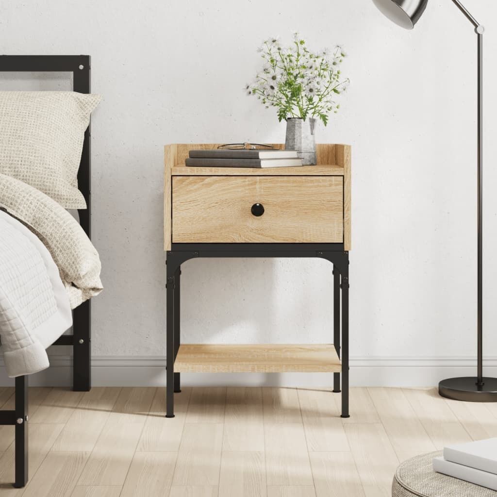Bedside Table Black 40.5x31x60 cm Engineered Wood Price