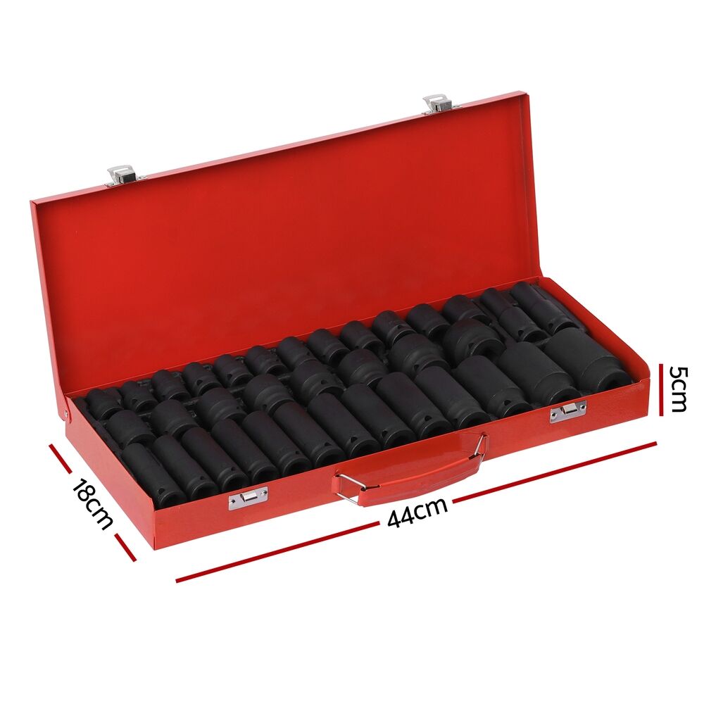 35pcs 1/2" Drive Impact Socket Set Metric 8-32mm with Case Price