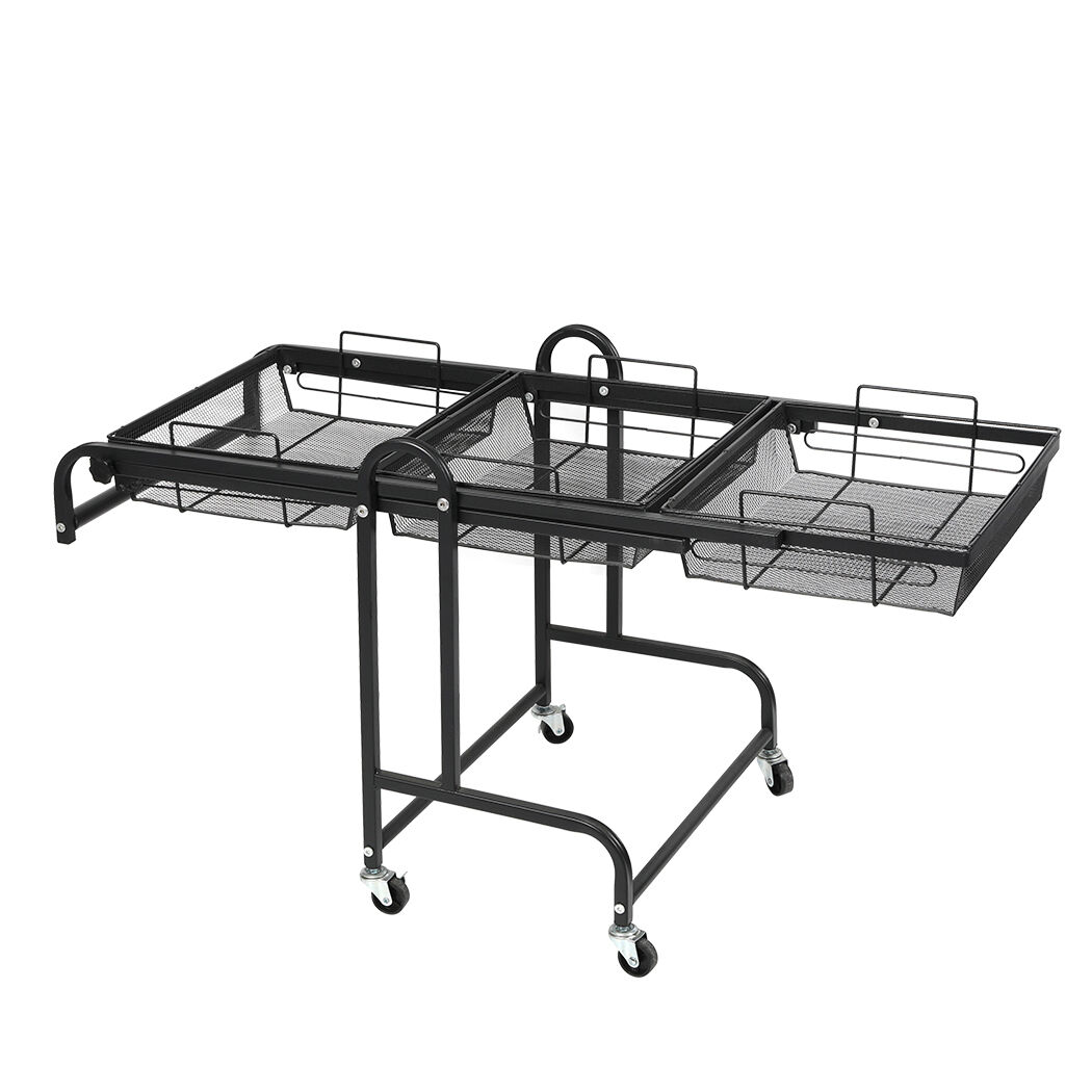 3 Tier Kitchen Trolley Cart Swivel Black Colour Price