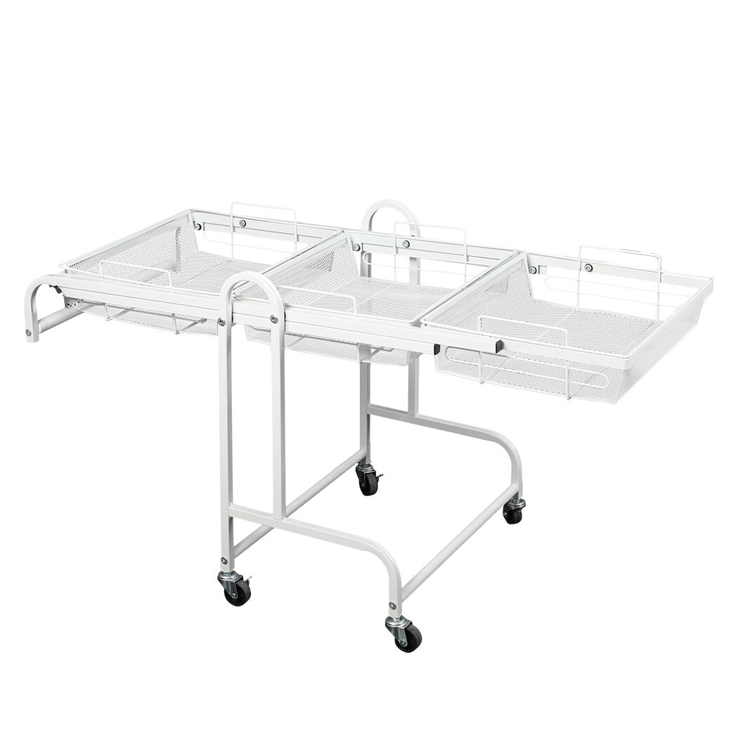 3 Tier Kitchen Trolley Cart Swivel White Colour Price