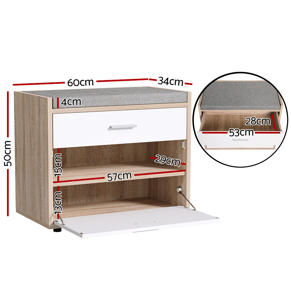 Shoe Rack Bench Shoe Cabinet 8 Pairs White Niva Price