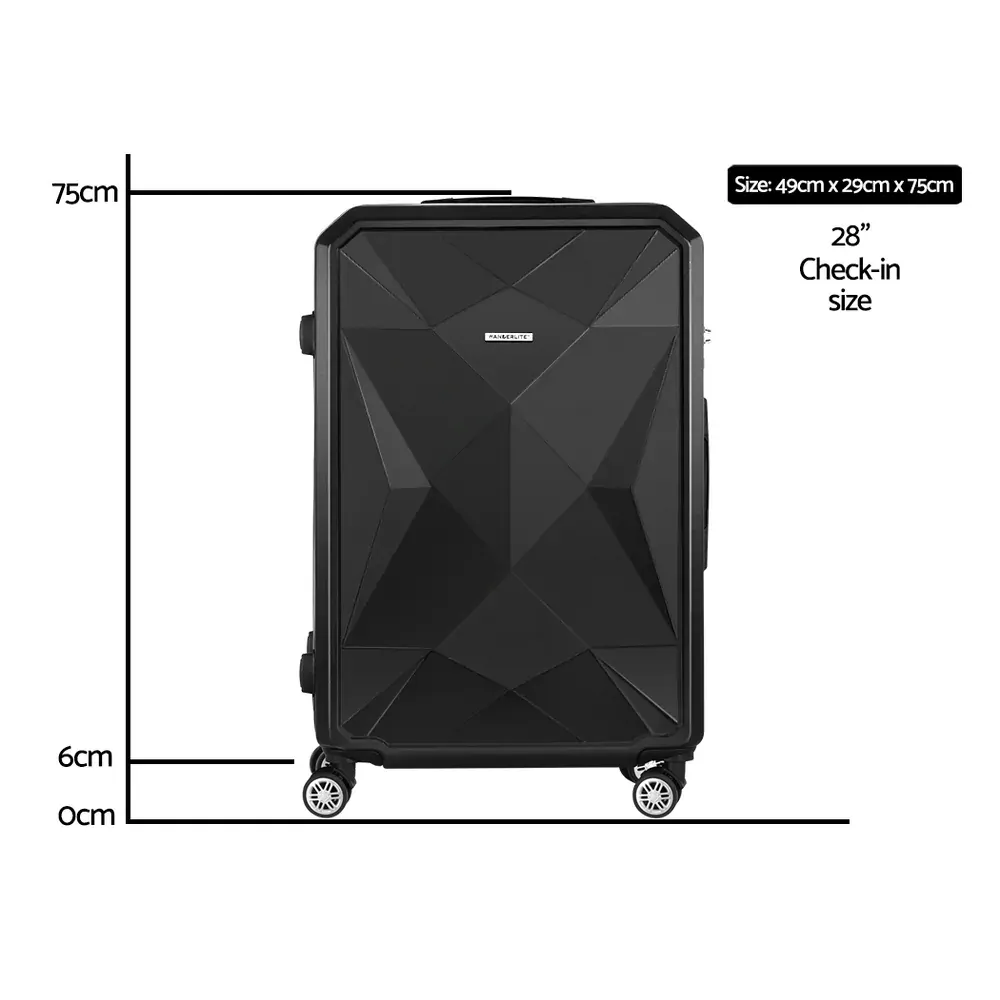 28" 75cm Luggage Trolley Travel Suitcase Carry On Storage TSA Hardshell Black Price