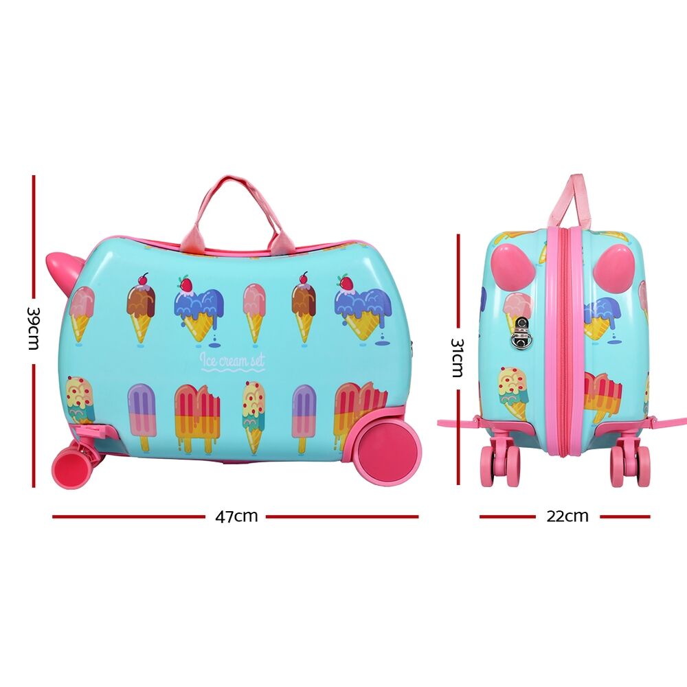 Wanderlite 17" Kids Ride On Luggage Children Suitcase Trolley Travel Ice Cream Price