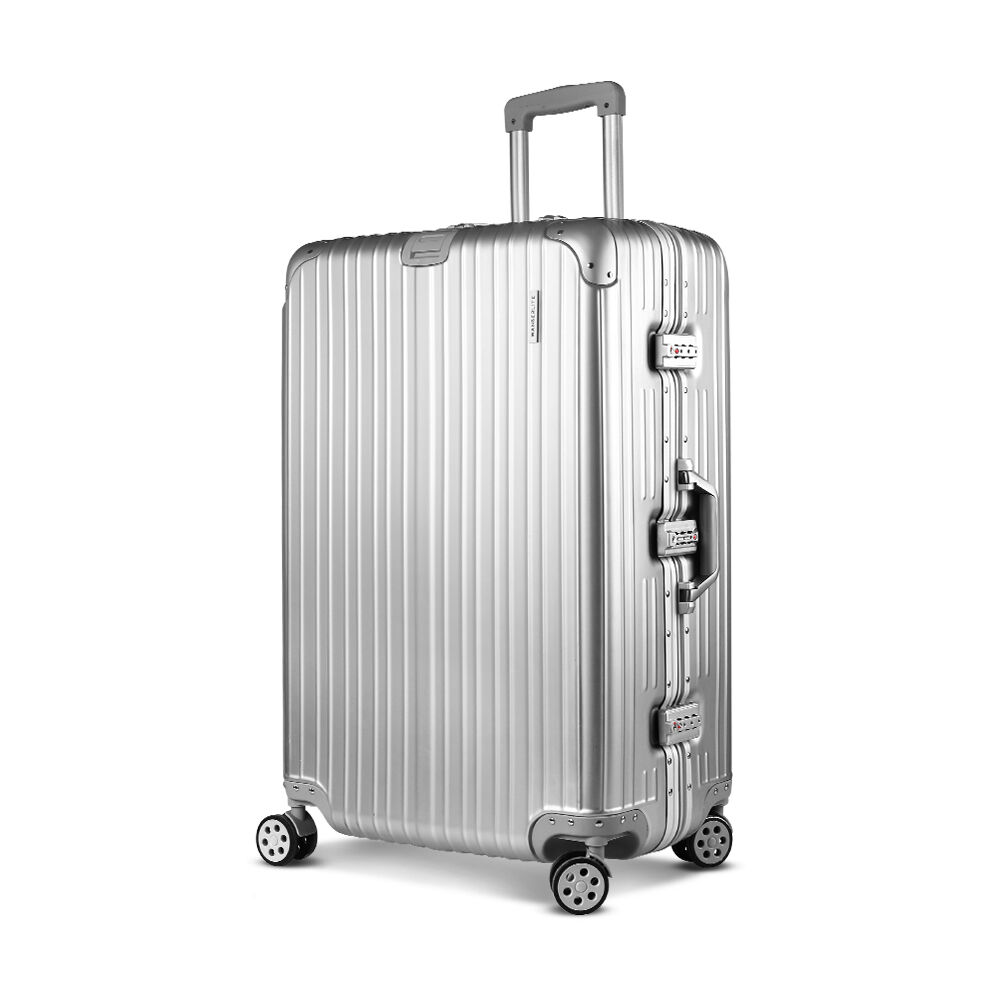 Wanderlite 28" Luggage Trolley Travel Suitcase Set TSA Carry On Lightweight Aluminum Silver Price