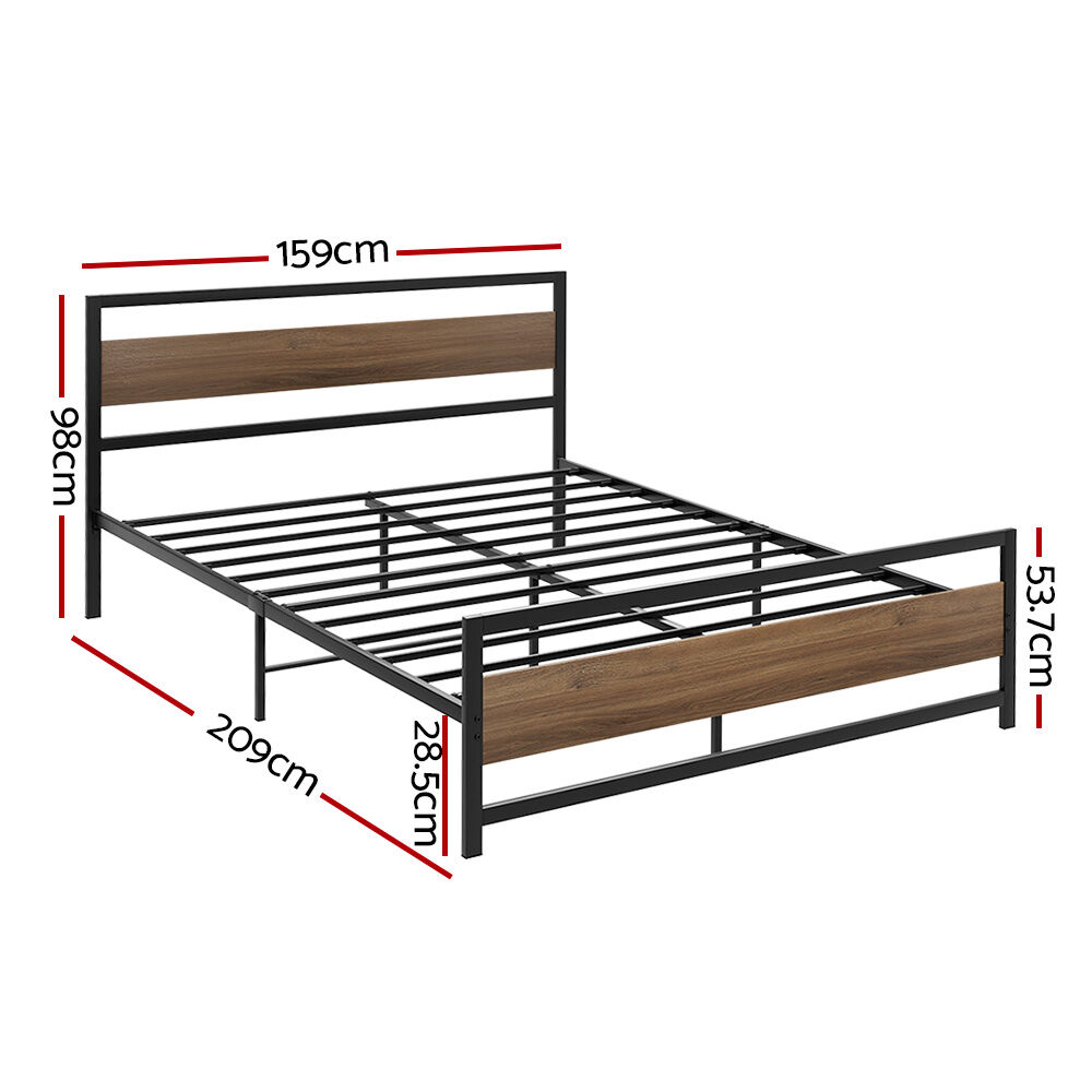 Bed Frame Queen Size Metal Base Mattress Platform Foundation Black DREW Price