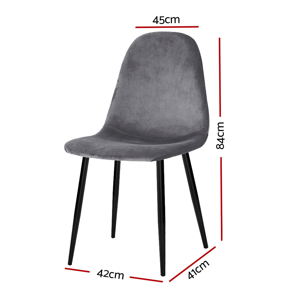 Dining Chairs Set of 4 Velvet Curved Slope Grey Price