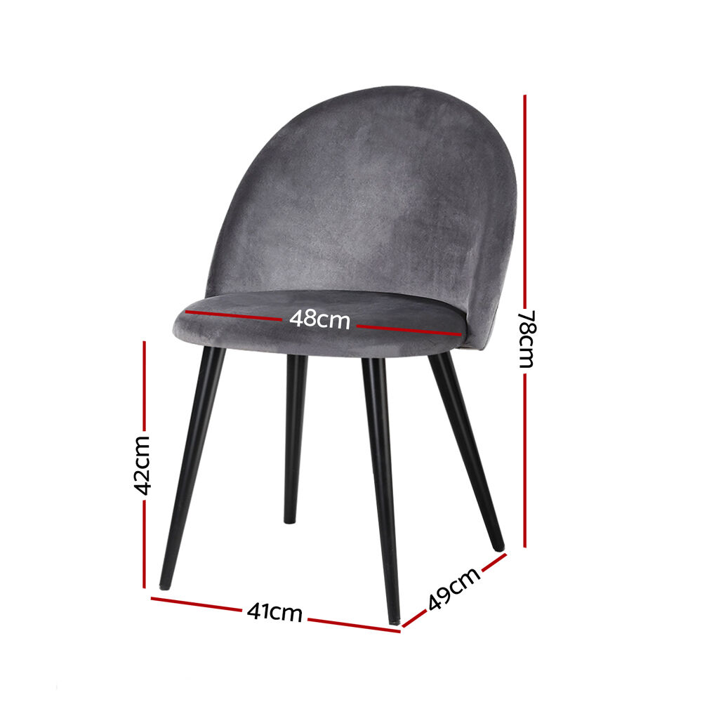 Dining Chairs Set of 2 Velvet Solid Curved Dark Grey Price
