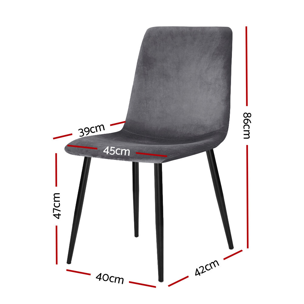 Dining Chairs Set of 4 Velvet Horizontal Slope Grey Price