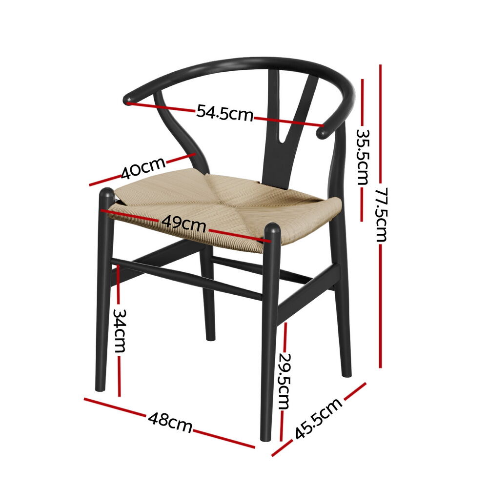 1x Artiss Dining Chair Wooden Rattan Wishbone Black Price
