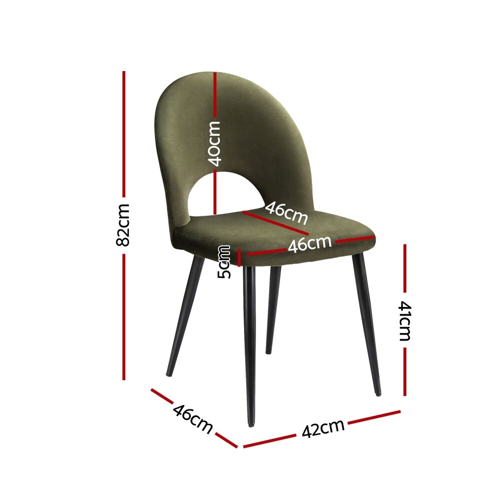 Dining Chairs Set of 2 Velvet Hollow Green Price