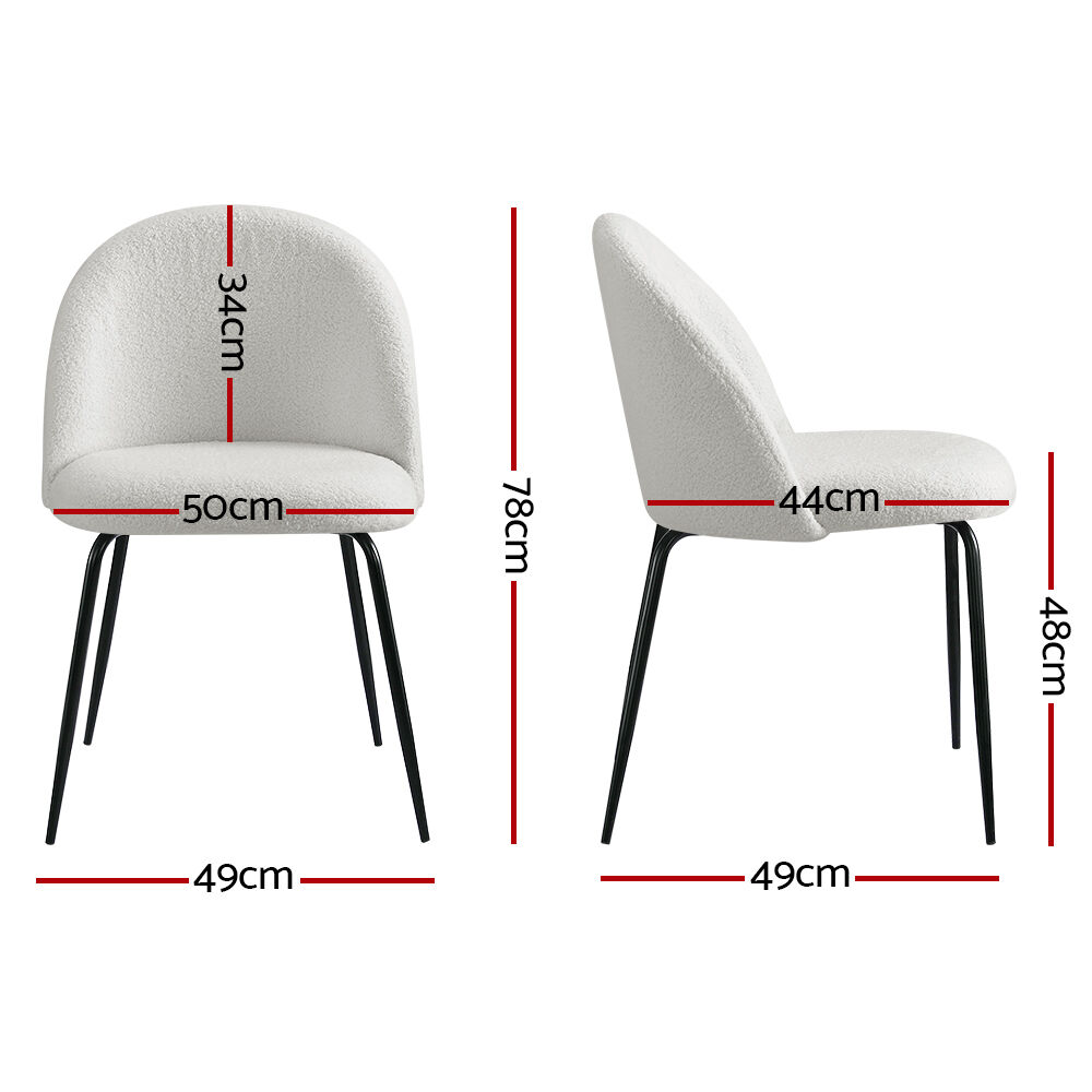 Dining Chairs Set of 2 Sherpa Boucle White Price