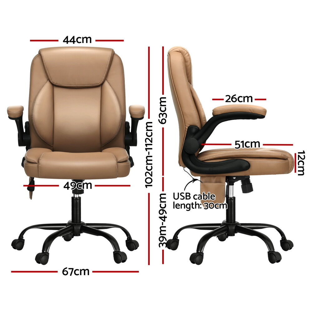 2 Point Massage Office Chair Leather Mid Back Espresso Price