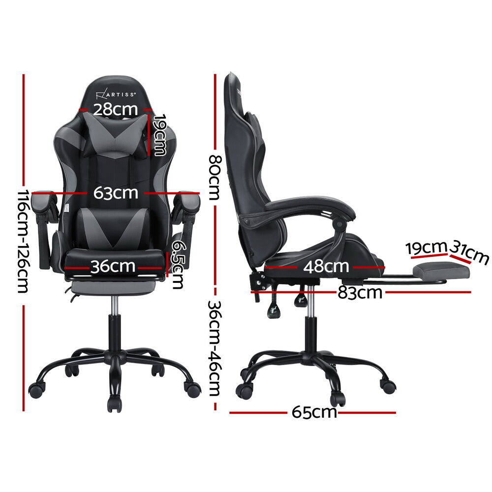 2 Point Massage Gaming Office Chair Footrest Grey Price