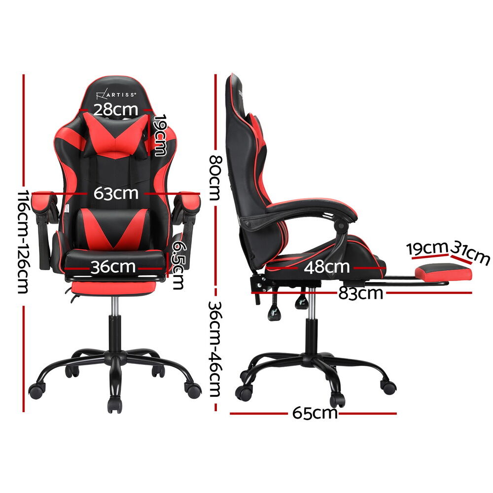 2 Point Massage Gaming Office Chair Footrest Red Price