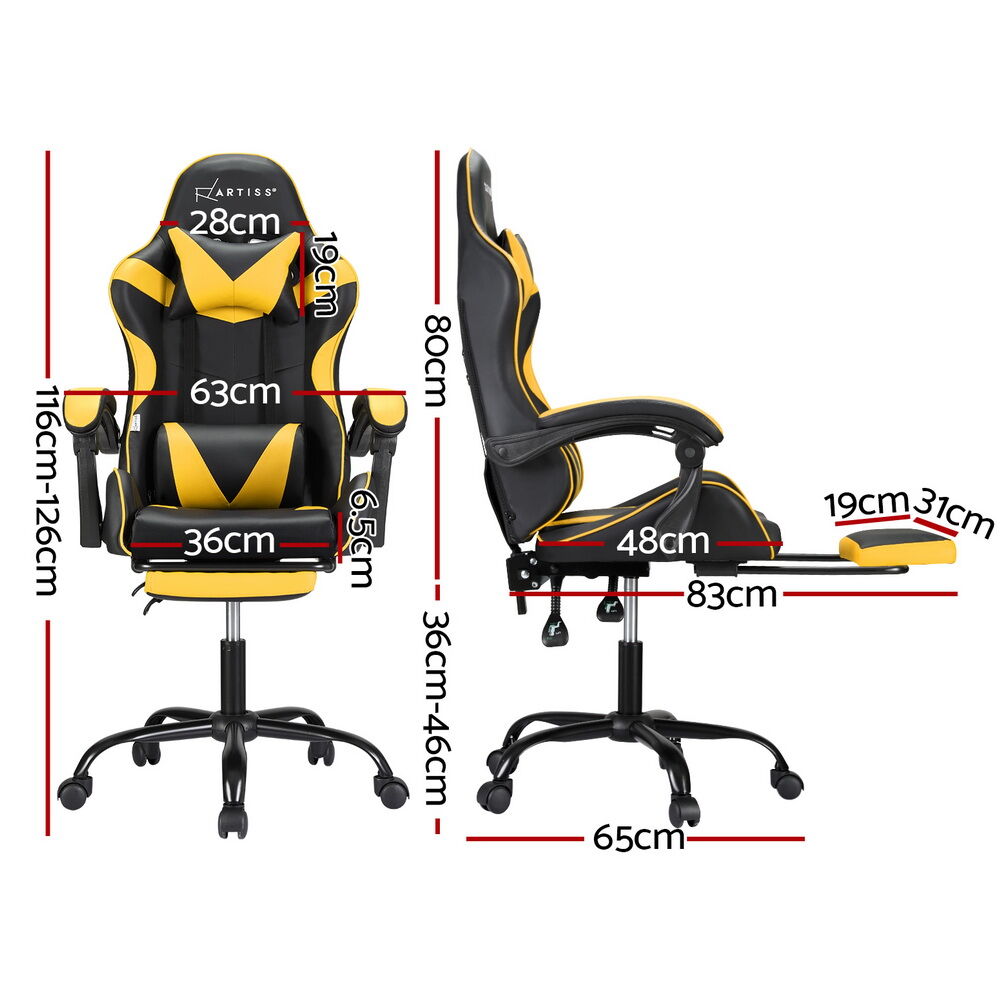 2 Point Massage Gaming Office Chair Footrest Yellow Price