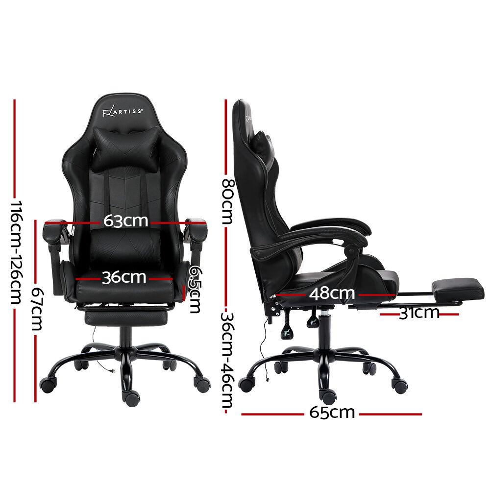 2 Point Massage Gaming Office Chair Footrest Black Price