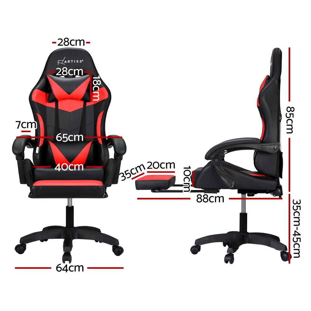6 Point Massage Gaming Office Chair 7 LED Footrest Red Price