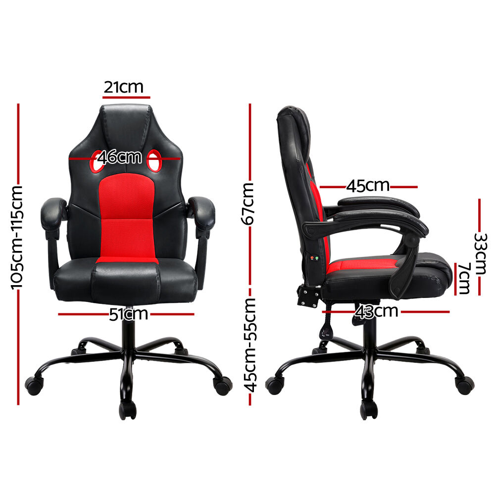 2 Point Massage Gaming Office Chair PU Leather Red Price