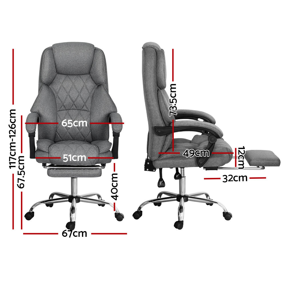 Executive Office Chair Fabric Footrest Grey Price