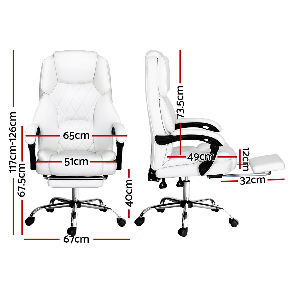 Executive Office Chair Leather Footrest White Price