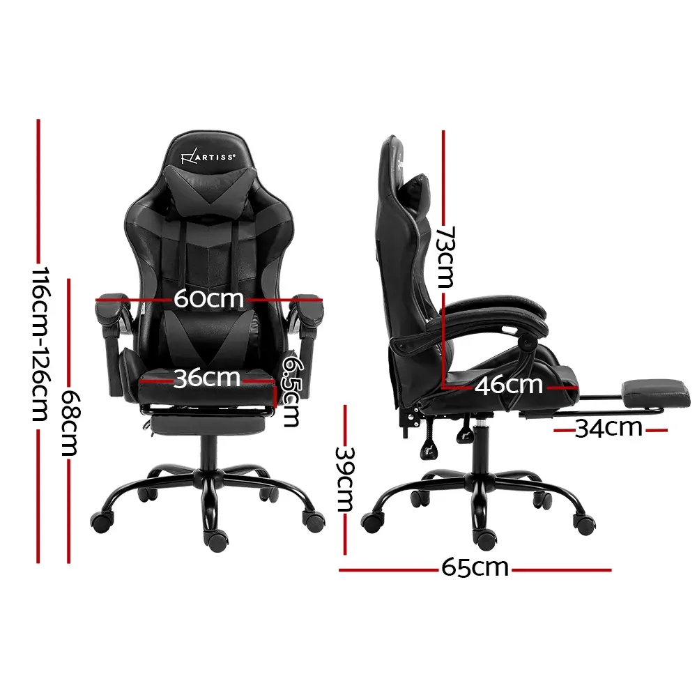 Gaming Office Chair Executive Computer Leather Chairs Footrest Grey Price