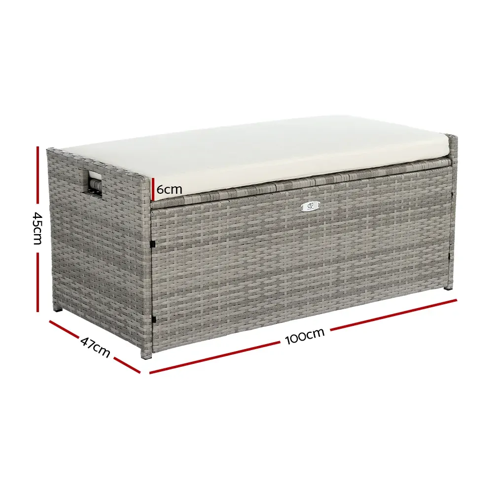 Outdoor Storage Bench Box Wicker Garden Sheds Tools Cushion Patio Furniture Grey Price