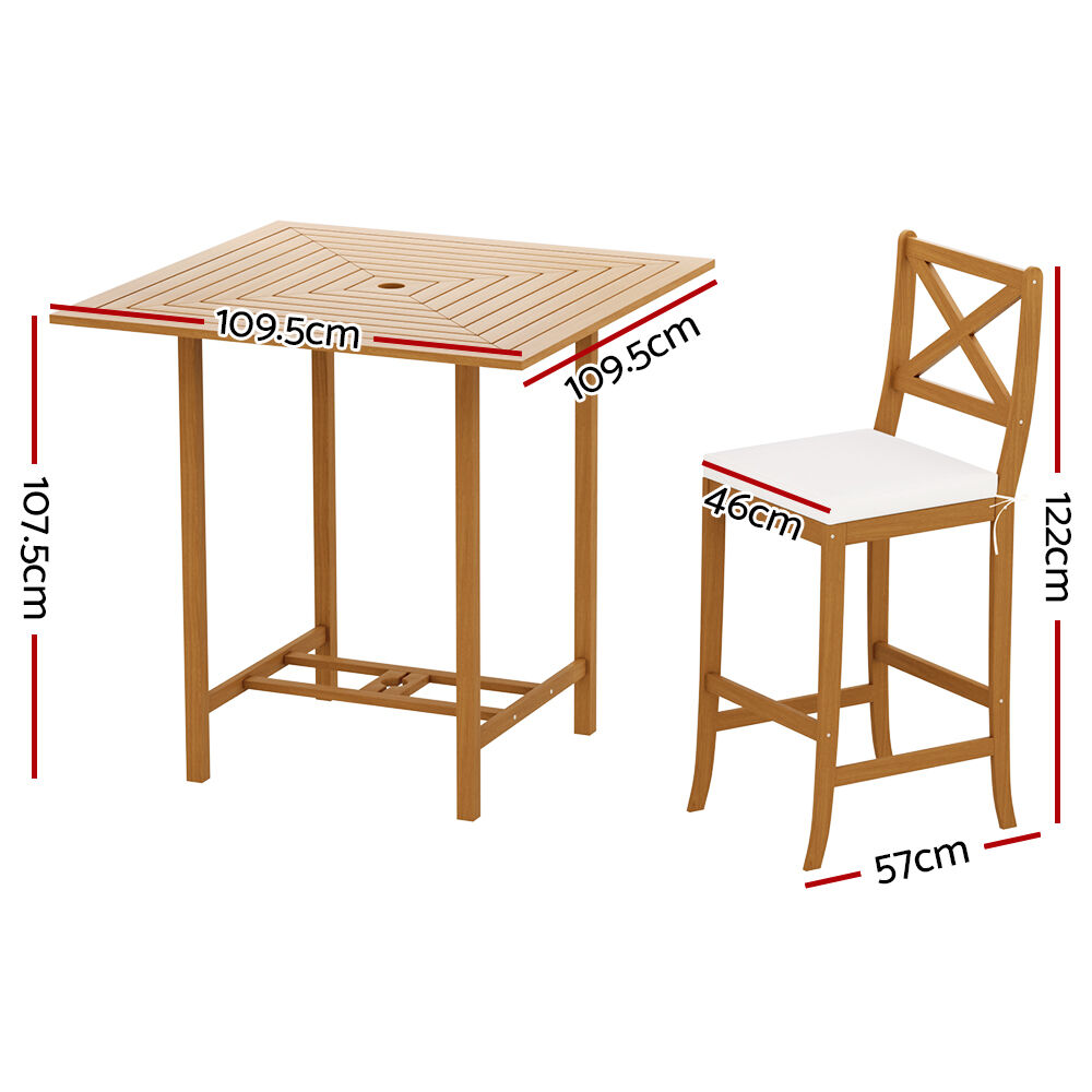 5-Piece Outdoor Bar Set Acacia Wood Bistro Patio Table Stools Price