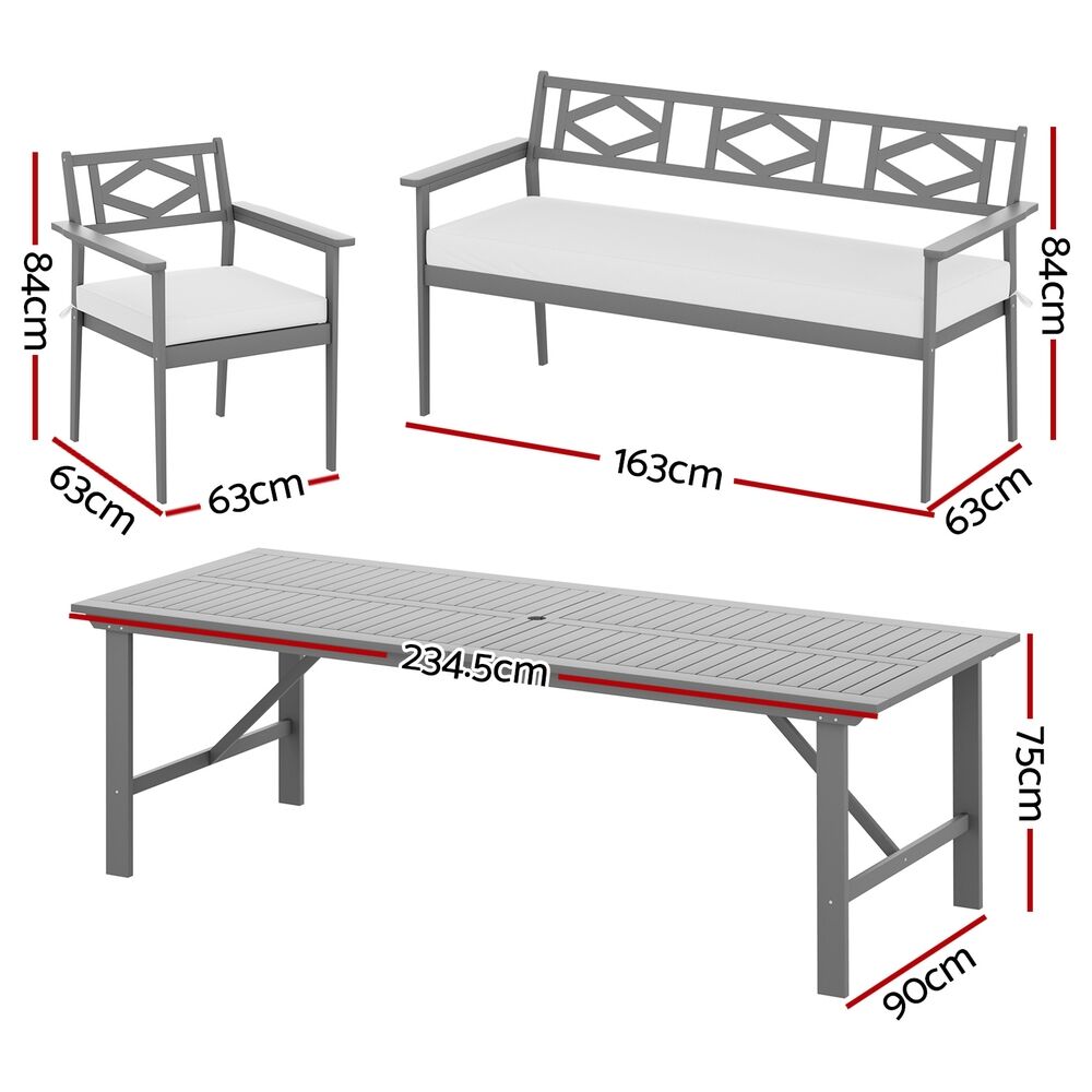 Outdoor Dining Set 5 Piece Wooden Table Chairs Setting Grey Price